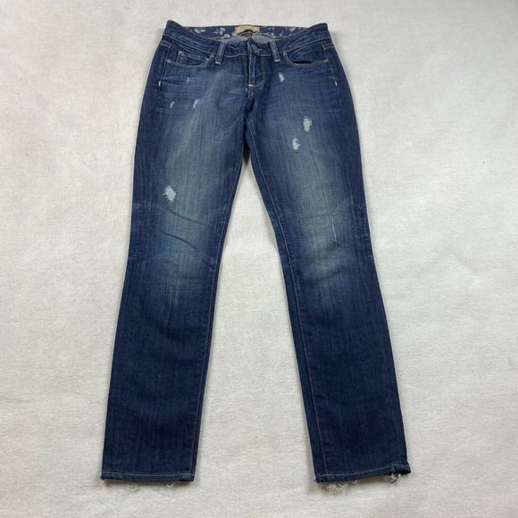 PAIGE Denim - Paige Skyline Skinny Jeans Distressed Dark Wash Si
